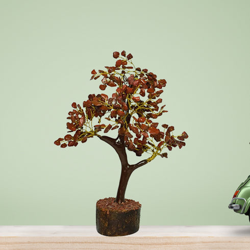 Pushkar Brown Gemstone Tree With Wooden Base